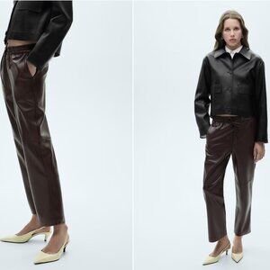 Mango - Leather-effect elastic waist trousers - NWT